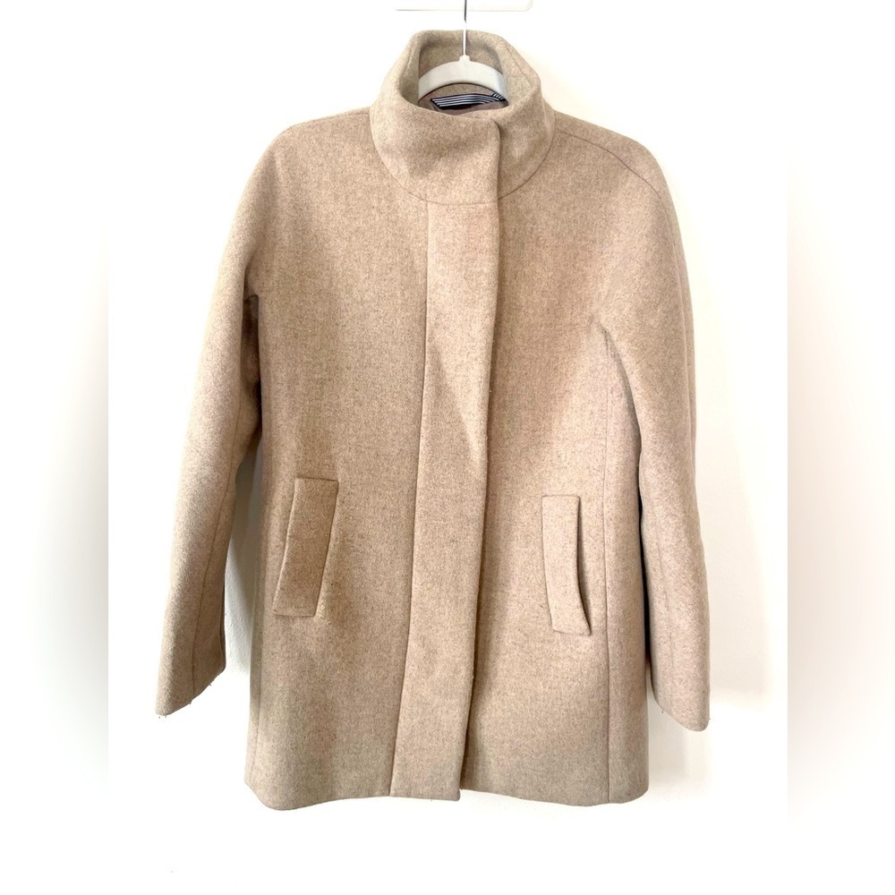 J. Crew Tan Beige wool blend City Coat mid length 4